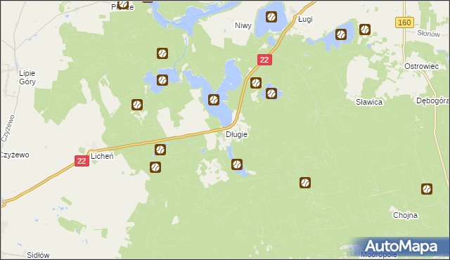 mapa Długie gmina Strzelce Krajeńskie, Długie gmina Strzelce Krajeńskie na mapie Targeo