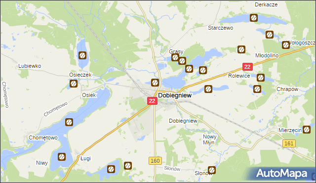 mapa Dobiegniew powiat strzelecko-drezdenecki, Dobiegniew powiat strzelecko-drezdenecki na mapie Targeo