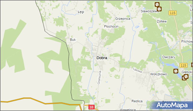 mapa Dobra gmina Dobra (Szczecińska), Dobra gmina Dobra (Szczecińska) na mapie Targeo