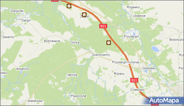 mapa Dobrociechy, Dobrociechy na mapie Targeo