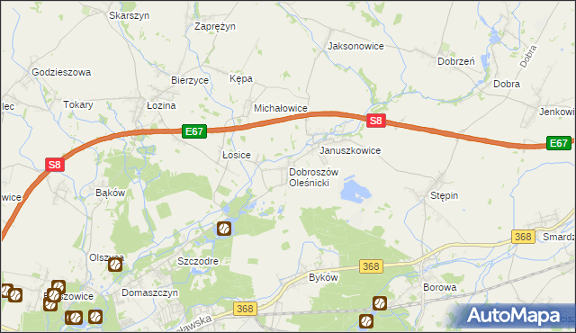 mapa Dobroszów Oleśnicki, Dobroszów Oleśnicki na mapie Targeo