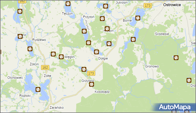 mapa Dołgie gmina Ostrowice, Dołgie gmina Ostrowice na mapie Targeo