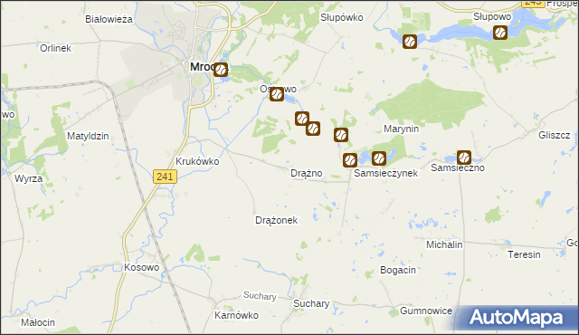 mapa Drążno gmina Mrocza, Drążno gmina Mrocza na mapie Targeo