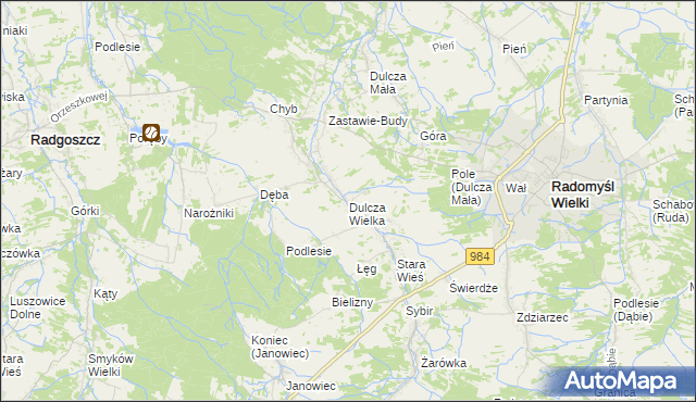 mapa Dulcza Wielka, Dulcza Wielka na mapie Targeo