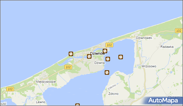 mapa Dziwnów, Dziwnów na mapie Targeo