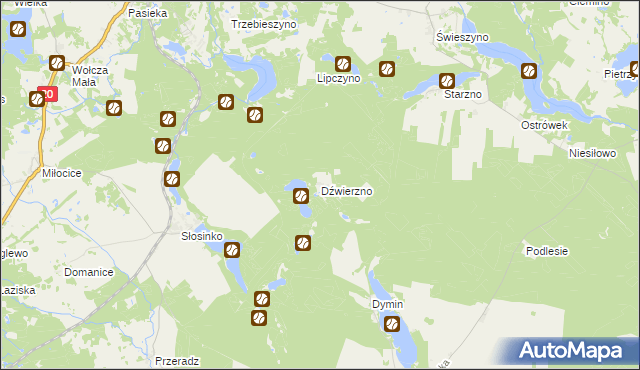 mapa Dźwierzno gmina Koczała, Dźwierzno gmina Koczała na mapie Targeo