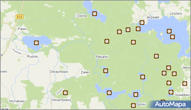 mapa Fabianki gmina Susz, Fabianki gmina Susz na mapie Targeo