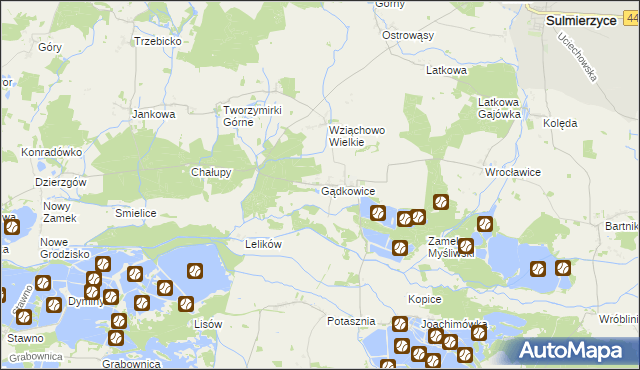 mapa Gądkowice, Gądkowice na mapie Targeo