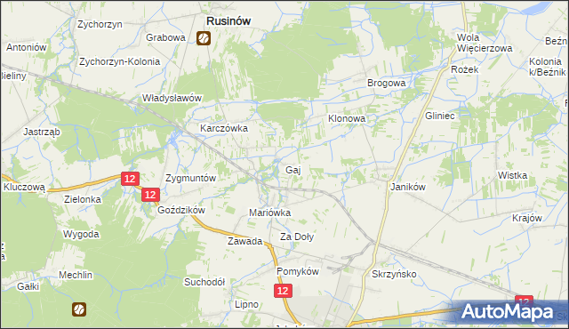 mapa Gaj gmina Przysucha, Gaj gmina Przysucha na mapie Targeo