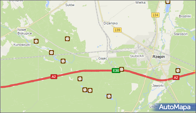 mapa Gajec, Gajec na mapie Targeo