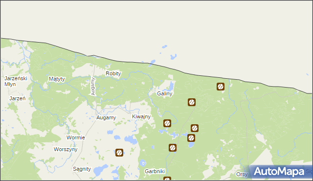 mapa Galiny gmina Górowo Iławeckie, Galiny gmina Górowo Iławeckie na mapie Targeo