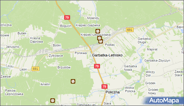 mapa Garbatka-Letnisko, Garbatka-Letnisko na mapie Targeo