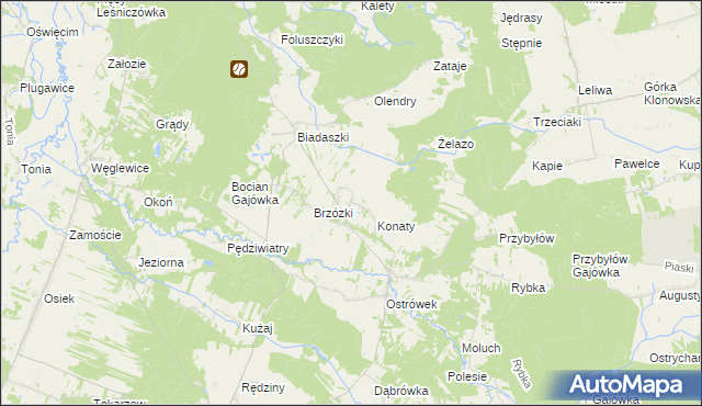 mapa Gąszcze, Gąszcze na mapie Targeo