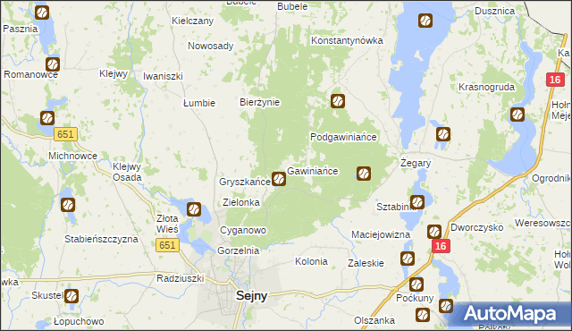 mapa Gawiniańce, Gawiniańce na mapie Targeo