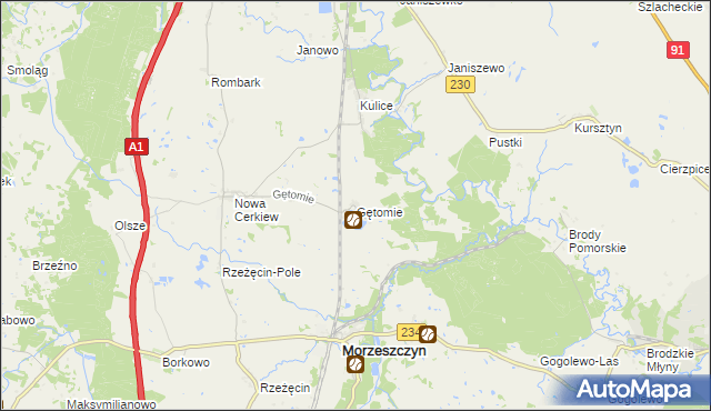 mapa Gętomie, Gętomie na mapie Targeo