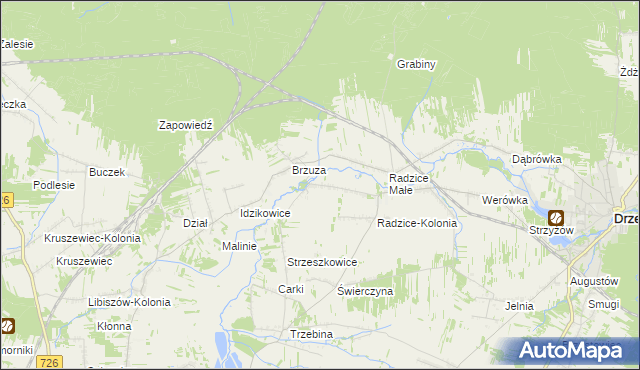 mapa Giełzów gmina Drzewica, Giełzów gmina Drzewica na mapie Targeo