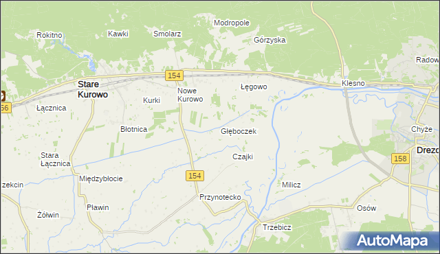 mapa Głęboczek gmina Stare Kurowo, Głęboczek gmina Stare Kurowo na mapie Targeo