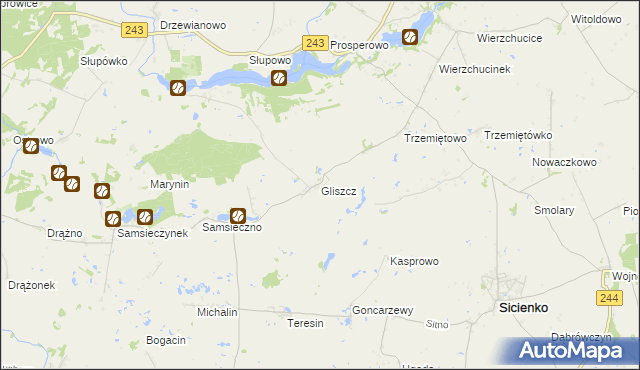 mapa Gliszcz, Gliszcz na mapie Targeo