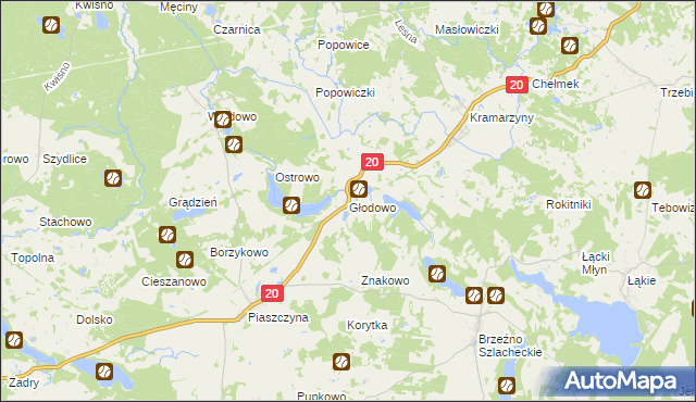 mapa Głodowo gmina Miastko, Głodowo gmina Miastko na mapie Targeo