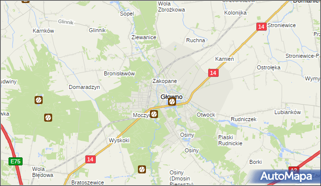 mapa Głowno, Głowno na mapie Targeo