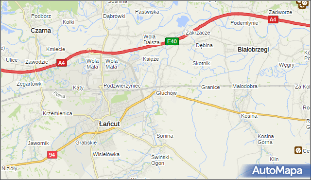 mapa Głuchów gmina Łańcut, Głuchów gmina Łańcut na mapie Targeo