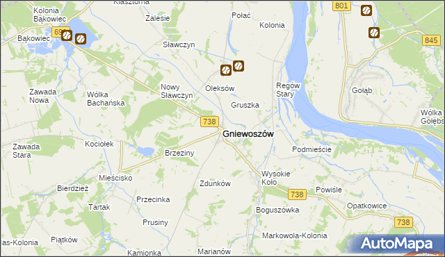 mapa Gniewoszów powiat kozienicki, Gniewoszów powiat kozienicki na mapie Targeo
