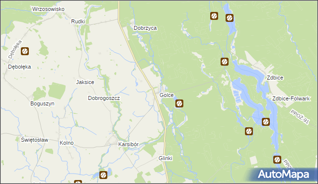 mapa Golce gmina Wałcz, Golce gmina Wałcz na mapie Targeo