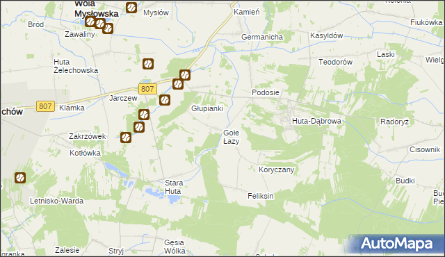 mapa Gołe Łazy, Gołe Łazy na mapie Targeo