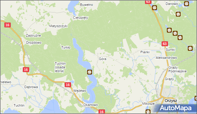 mapa Góra gmina Orzysz, Góra gmina Orzysz na mapie Targeo