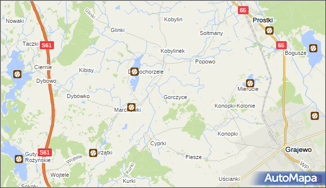 mapa Gorczyce gmina Prostki, Gorczyce gmina Prostki na mapie Targeo