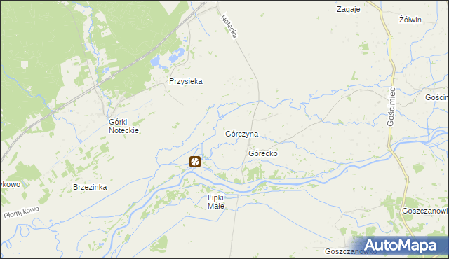 mapa Górczyna gmina Zwierzyn, Górczyna gmina Zwierzyn na mapie Targeo