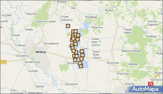 mapa Górki gmina Wiślica, Górki gmina Wiślica na mapie Targeo