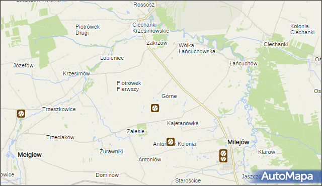 mapa Górne gmina Milejów, Górne gmina Milejów na mapie Targeo