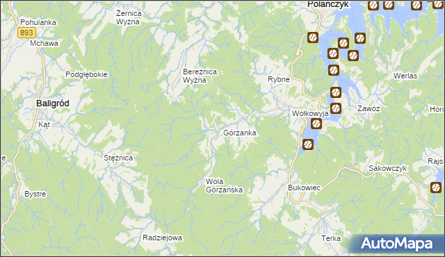 mapa Górzanka, Górzanka na mapie Targeo