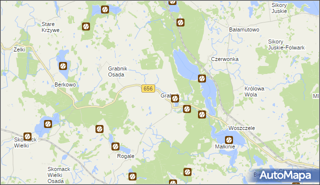 mapa Grabnik gmina Stare Juchy, Grabnik gmina Stare Juchy na mapie Targeo