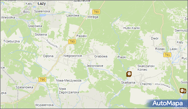 mapa Grabowa gmina Łazy, Grabowa gmina Łazy na mapie Targeo