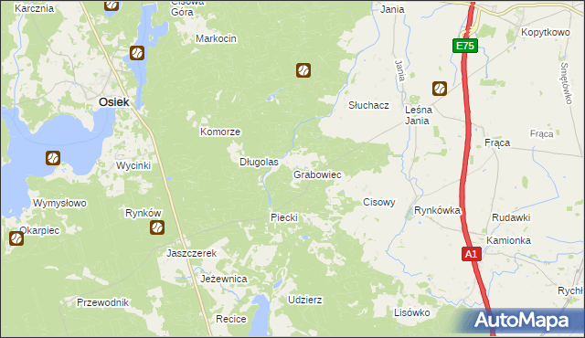 mapa Grabowiec gmina Osiek, Grabowiec gmina Osiek na mapie Targeo