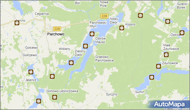 mapa Grabowo Parchowskie, Grabowo Parchowskie na mapie Targeo