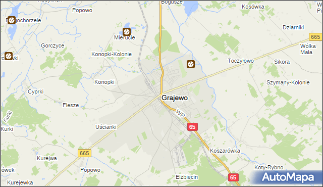 mapa Grajewo, Grajewo na mapie Targeo