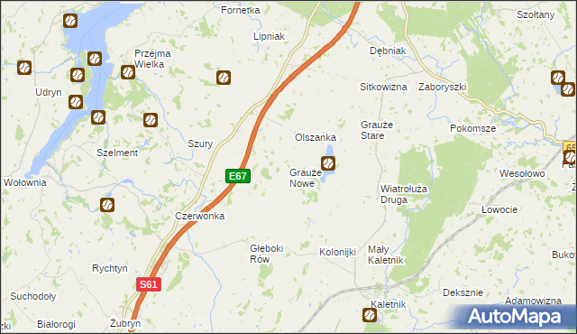 mapa Grauże Nowe, Grauże Nowe na mapie Targeo