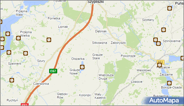 mapa Grauże Stare, Grauże Stare na mapie Targeo