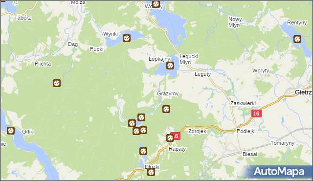 mapa Grazymy, Grazymy na mapie Targeo