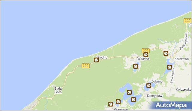 mapa Grodno gmina Międzyzdroje, Grodno gmina Międzyzdroje na mapie Targeo