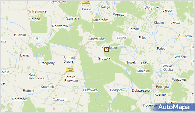 mapa Gruszka gmina Radoszyce, Gruszka gmina Radoszyce na mapie Targeo