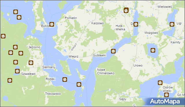 mapa Gubławki, Gubławki na mapie Targeo