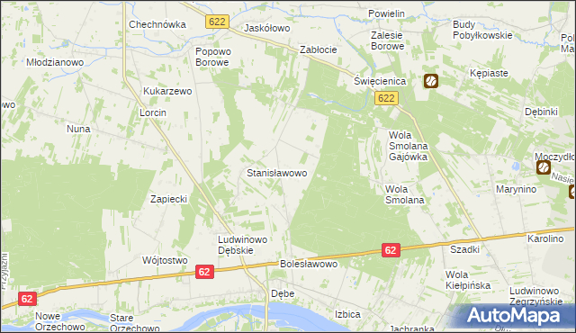 mapa Guty gmina Serock, Guty gmina Serock na mapie Targeo