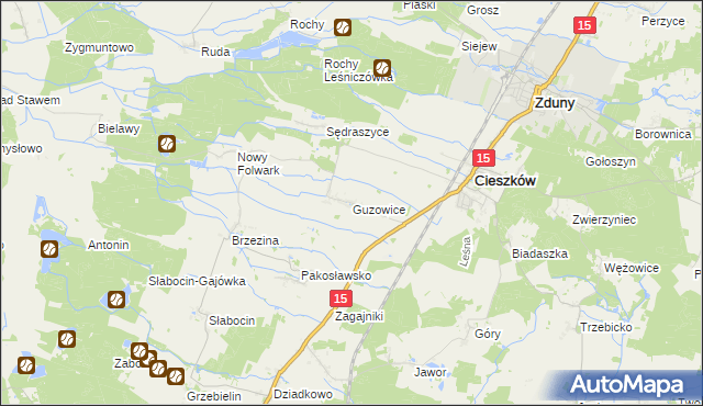 mapa Guzowice, Guzowice na mapie Targeo