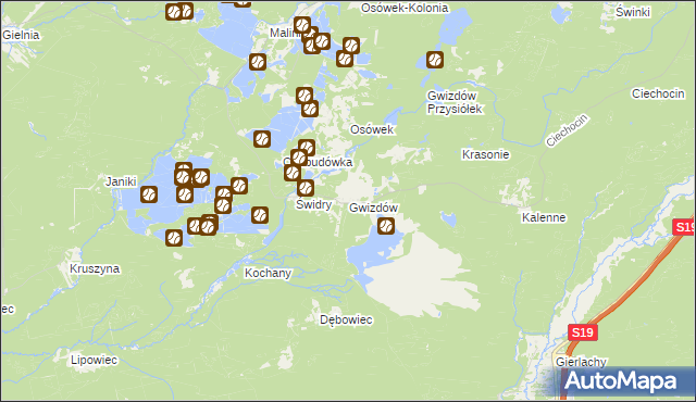 mapa Gwizdów gmina Modliborzyce, Gwizdów gmina Modliborzyce na mapie Targeo