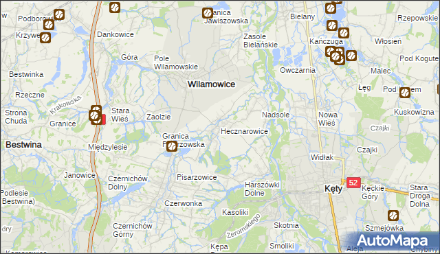 mapa Hecznarowice, Hecznarowice na mapie Targeo