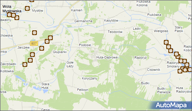 mapa Huta-Dąbrowa, Huta-Dąbrowa na mapie Targeo